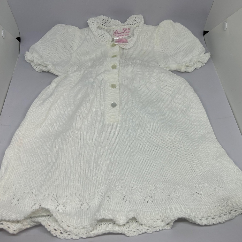 SOPHIE DESS Girls White Crochet Dress Creative Paris Baby 6 Mos.